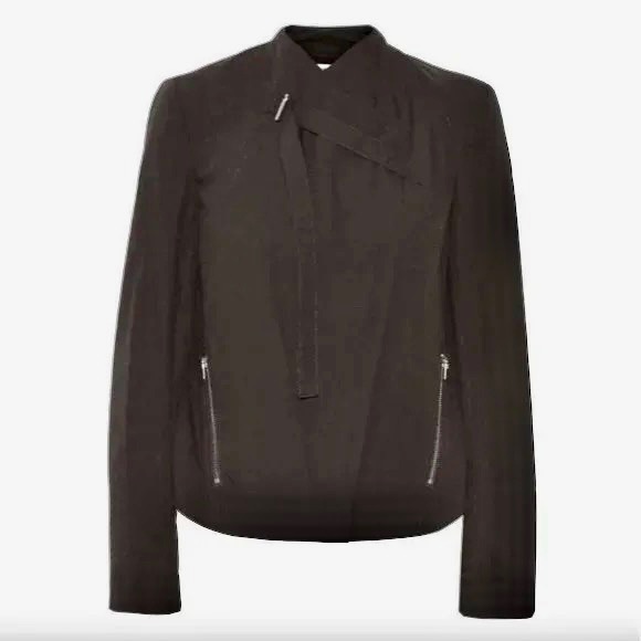 Helmut Lang Black 100% Cotton Biker Moto Jacket - Size Petite - Picture 3 of 8